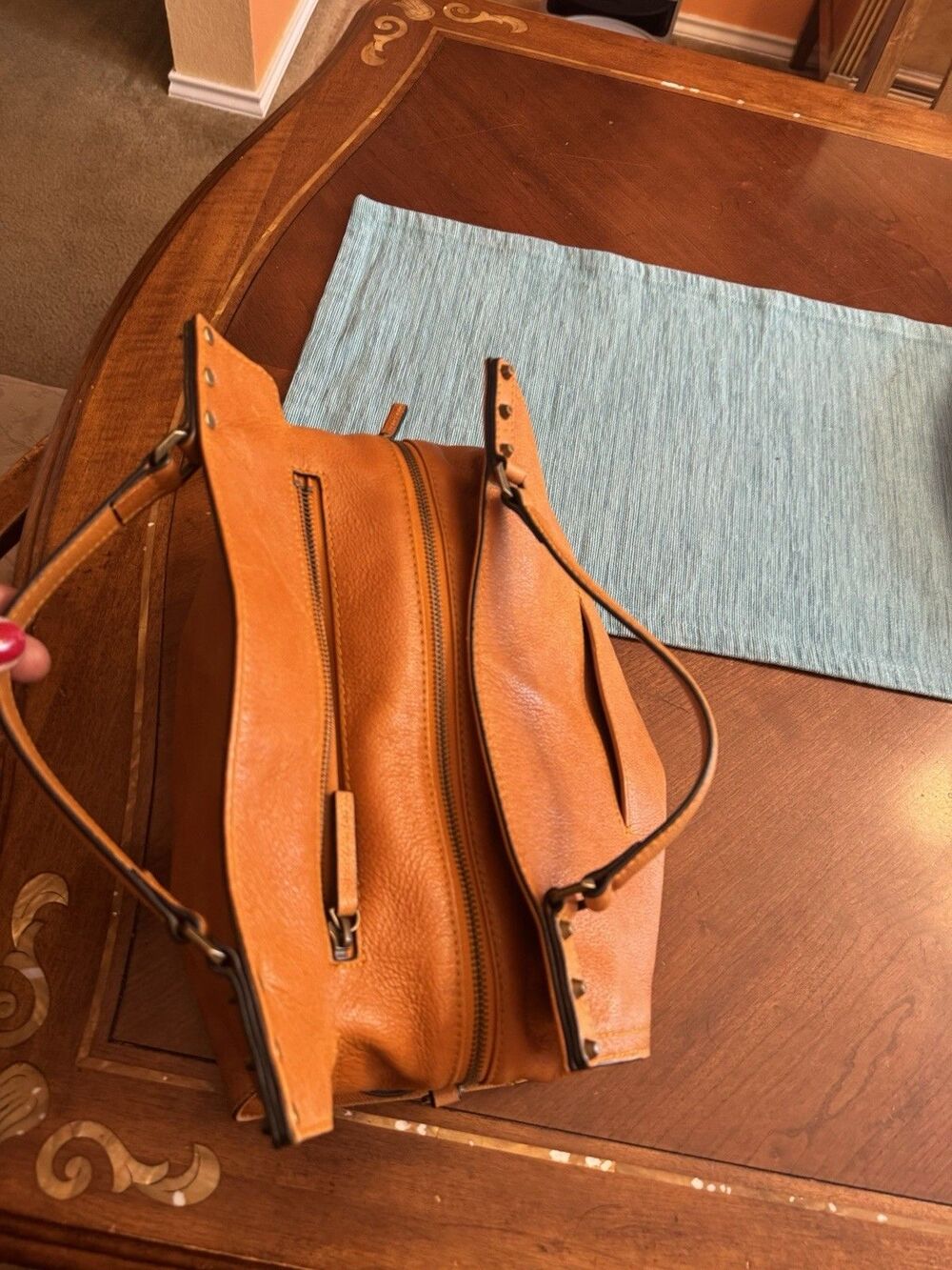 C & C California Leather Bag Satchel Crossbody Tote Womens Bag British Tan - Picture 11 of 16